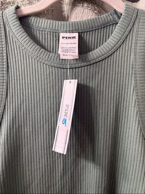 PINK Ribbed Tank Top dress  in Sage Green